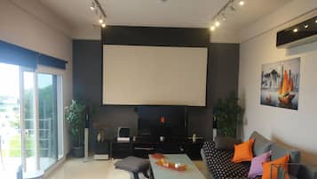 Flat-screen TV, DVD player