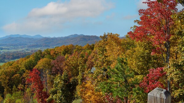 Un paysage montagneux aux couleurs automnales.