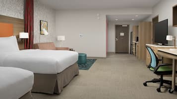 Studio, 2 Queen Beds, Accessible, Non Smoking (Roll-In Shower) | In-room safe, bed sheets