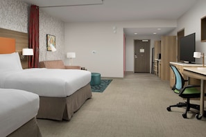 Studio, 2 Queen Beds, Accessible, Non Smoking (Roll-In Shower) | In-room safe, bed sheets
