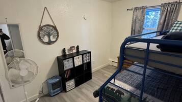2 bedrooms, in-room safe, iron/ironing board, travel cot