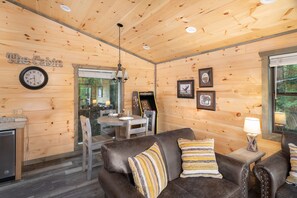 Interior - Stunning views, king bed, hot tub, arcade games, privacy. (Cosby)