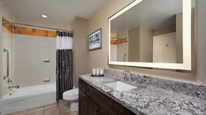 Hair dryer, bidet, towels, soap