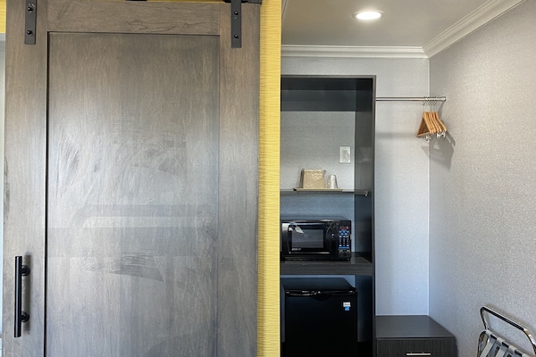 Desk, blackout drapes, iron/ironing board, free WiFi