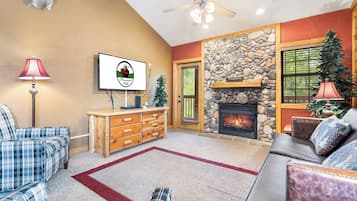 Smart TV, fireplace, DVD player
