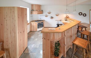 Frigorífico, microondas, horno y placa de cocina