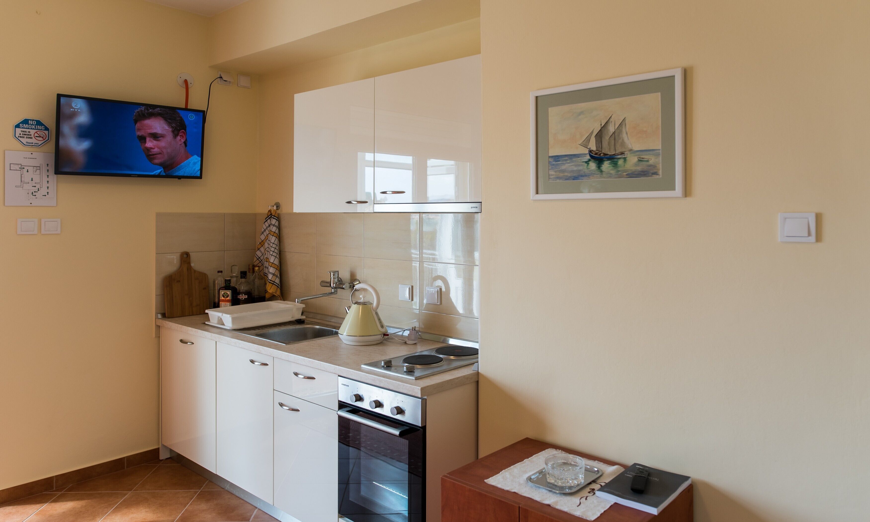 Studio (Studio Apartment with Terrace) | Private kitchen | Fridge, stovetop, coffee/tea maker, electric kettle