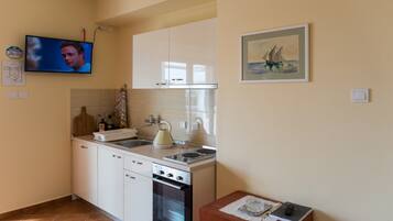 Studio (Studio Apartment with Terrace) | Private kitchen | Fridge, stovetop, coffee/tea maker, electric kettle