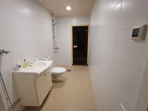 Apartment | Bathroom | Shower, free toiletries, hair dryer, towels