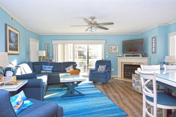 Fireplace, DVD player