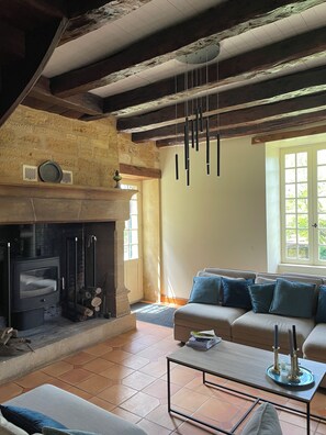 Smart TV, chimenea y reproductor de DVD 