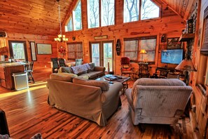 Smart-TV, Kamin, Bücher, Streaming-Dienste