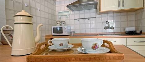 Fridge, microwave, coffee/tea maker