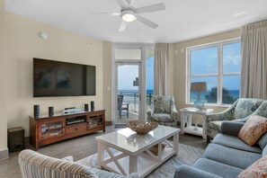 Flat-screen TV, DVD player