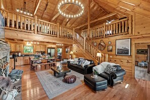 Smart TV, fireplace, DVD player, foosball