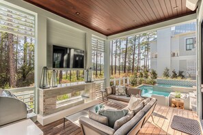 Smart TV, fireplace, DVD player, music library - Vermillion Sunsets - Architecturally Stunning Lakefront Home, Pool & Hot Tub! (Santa Rosa Beach)