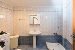 Hair dryer, towels, toilet paper