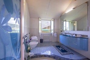 Shower, bidet, towels