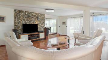 Family Villa, Multiple Bedrooms, 2 Bathrooms, Mountainside (Villa Prleški Raj - Pool, Sauna,) | Living area | Smart TV, fireplace, stereo
