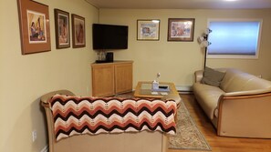 Smart TV, DVD player, books, video library