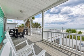 Outdoor dining - Heaven Can Wait - Oceanfront w/ Heated Pool and Sooo Much More! (Garden City Beach)