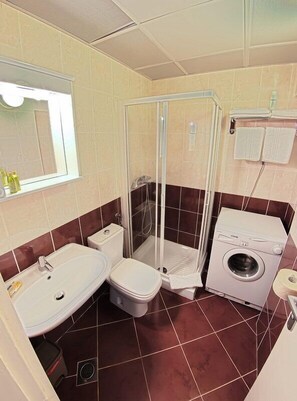 Hair dryer, towels
