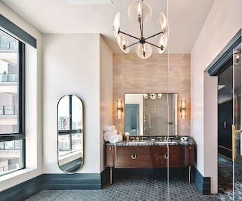 Rainfall showerhead, designer toiletries, hair dryer, bathrobes at Clayton Hotel & Members Club