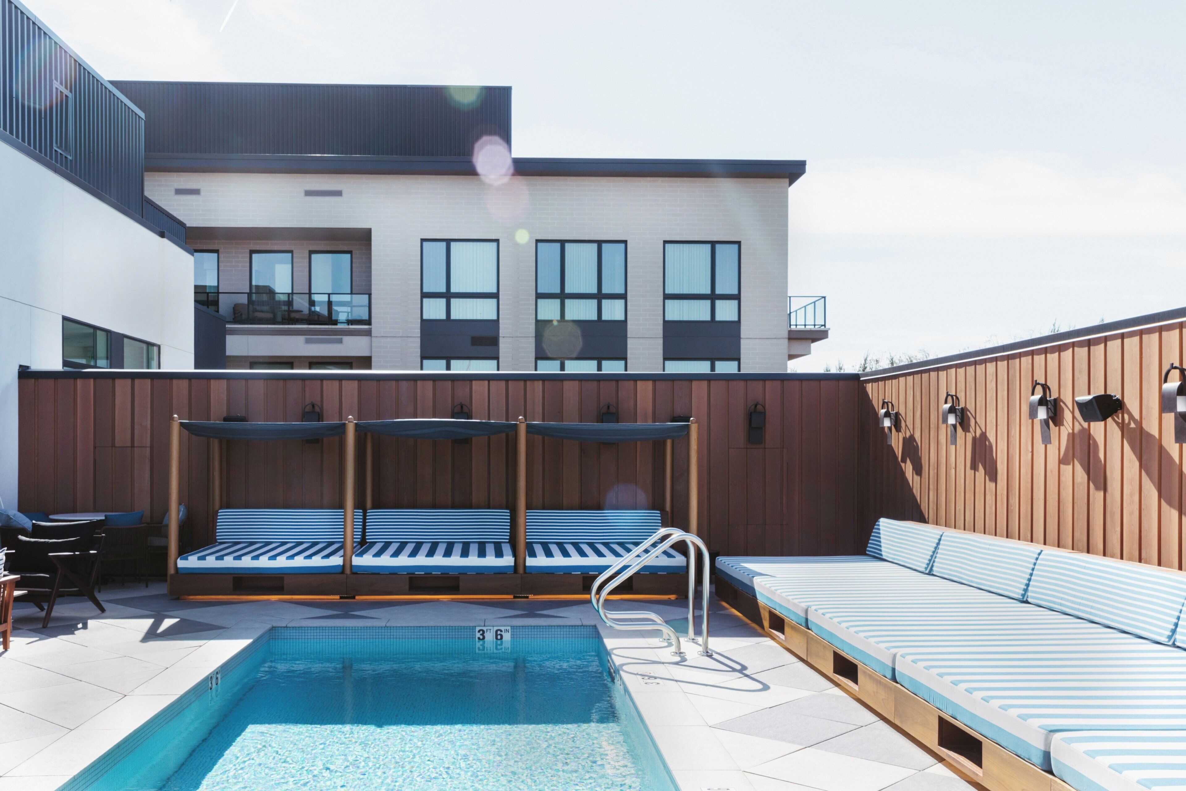 Outdoor pool, sun loungers