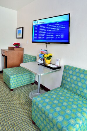 27-inch TV with cable channels, DVD player
