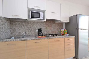 Kühlschrank, Mikrowelle, Herdplatte, Geschirrspüler