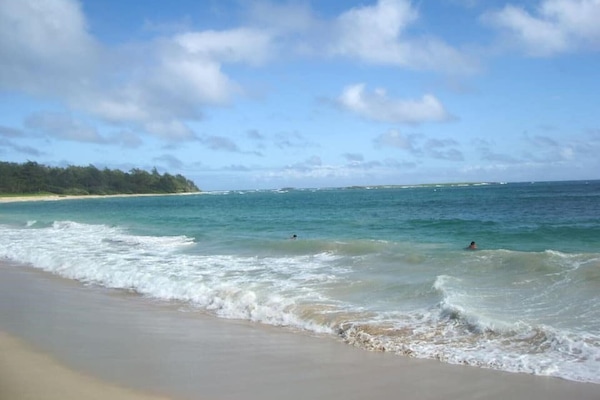 Our favorite beach to swim and boogie board, called Kekela or Kolololio Beach.