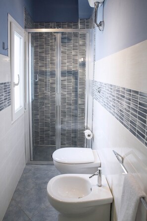 Dusche, Haartrockner, Bidet, Handtücher