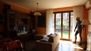 TV, lettore DVD, libri, videoteca