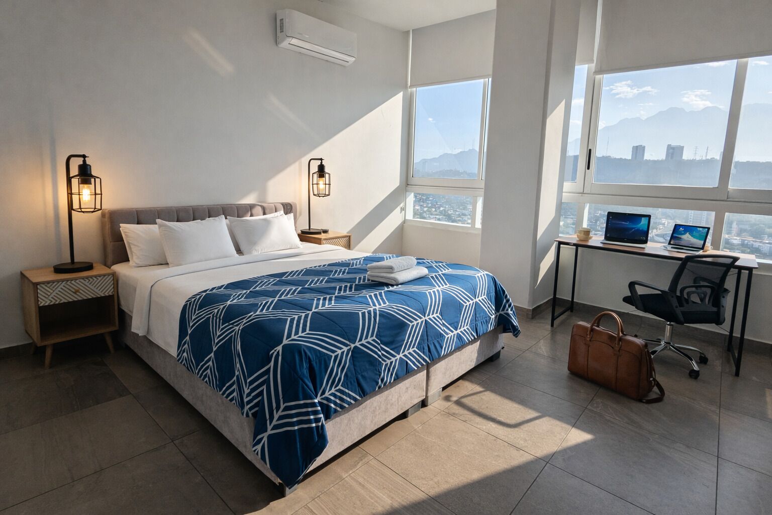 2 bedrooms, desk, iron/ironing board, WiFi (free)