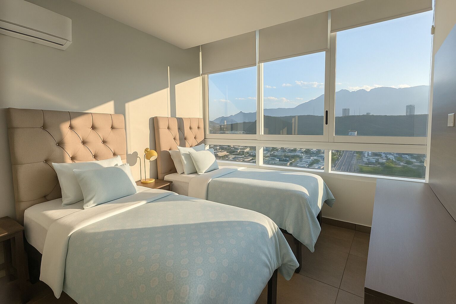 2 bedrooms, desk, iron/ironing board, WiFi (free)