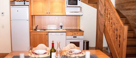 Fridge, microwave, dishwasher