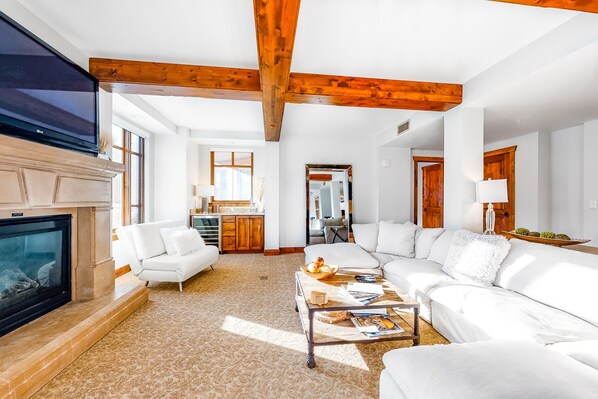 TV, fireplace, DVD player, table football