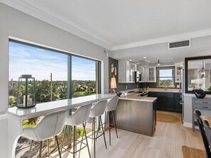 Fridge, microwave, oven, stovetop - DIRECT OCEANFRONT Living – Top-Floor, End Unit with Incredible Ocean Views (Vero Beach)