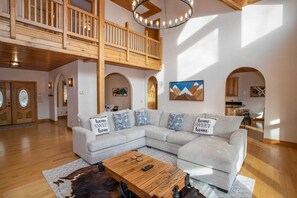 TV, fireplace, foosball, books