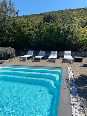 Outdoor pool, a heated pool - Charming house, 4 bedrooms, heated pool (Oletta)