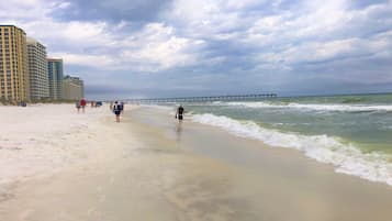 Plage à proximité, chaises longues, serviettes de plage