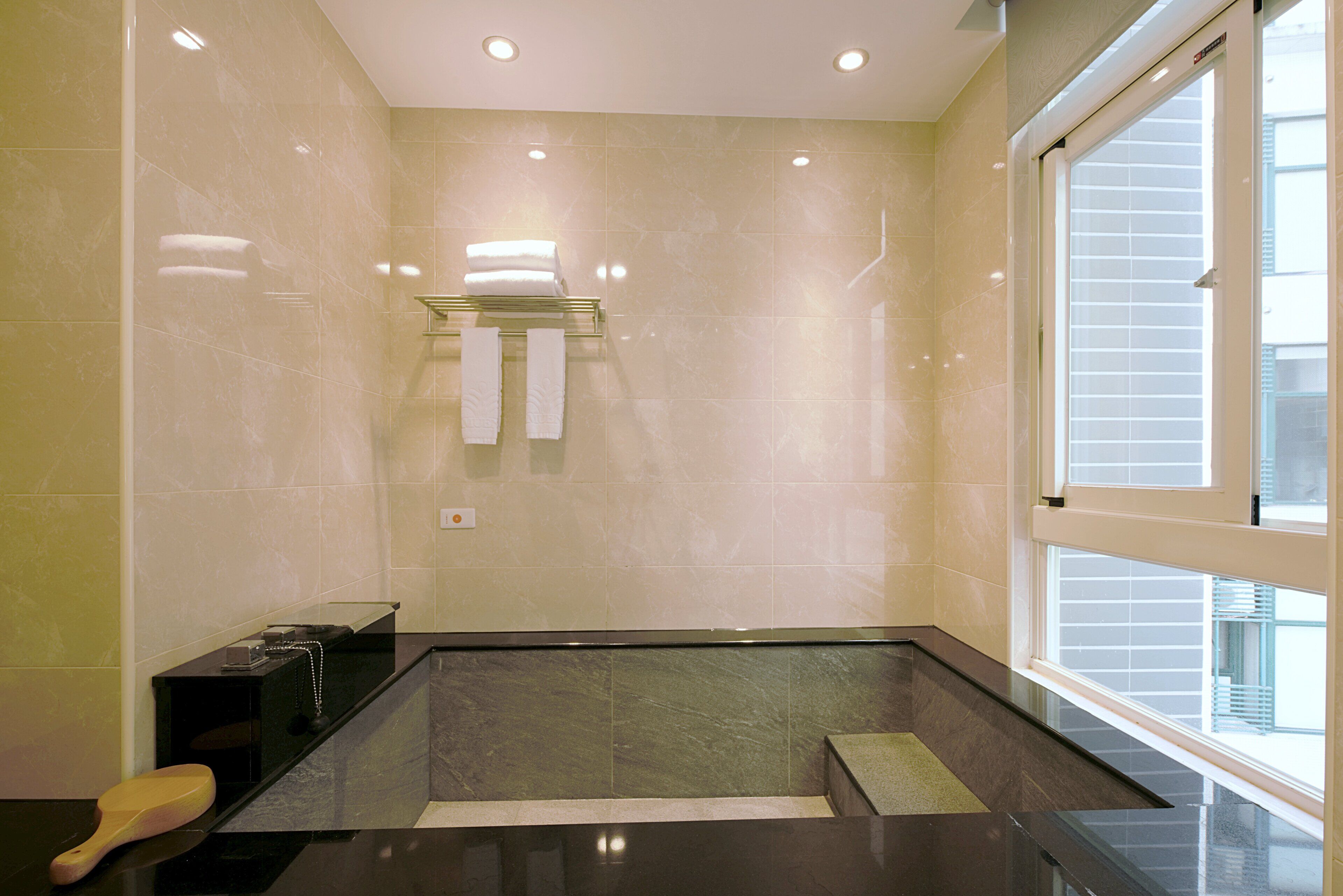 luxury double room | bathroom | separate bathtub and shower, spring water bathtub, rainfall showerhead