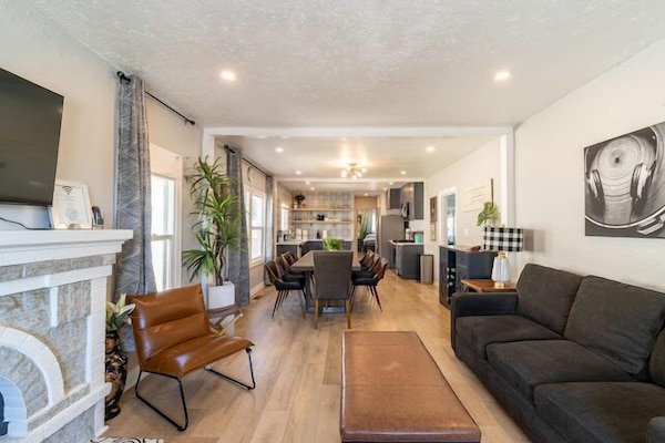 Open concept, living room, dining room, and kitchen