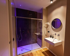 Deluxe-værelse | Badeværelse | Bruser, brusehoved med spredningseffekt, hårtørrer, bidet