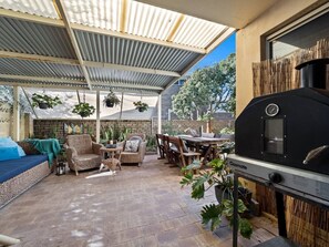 Outdoor dining - Beach Home: Epic Views: Private Enclosed Yard:Pets (Halls Head)