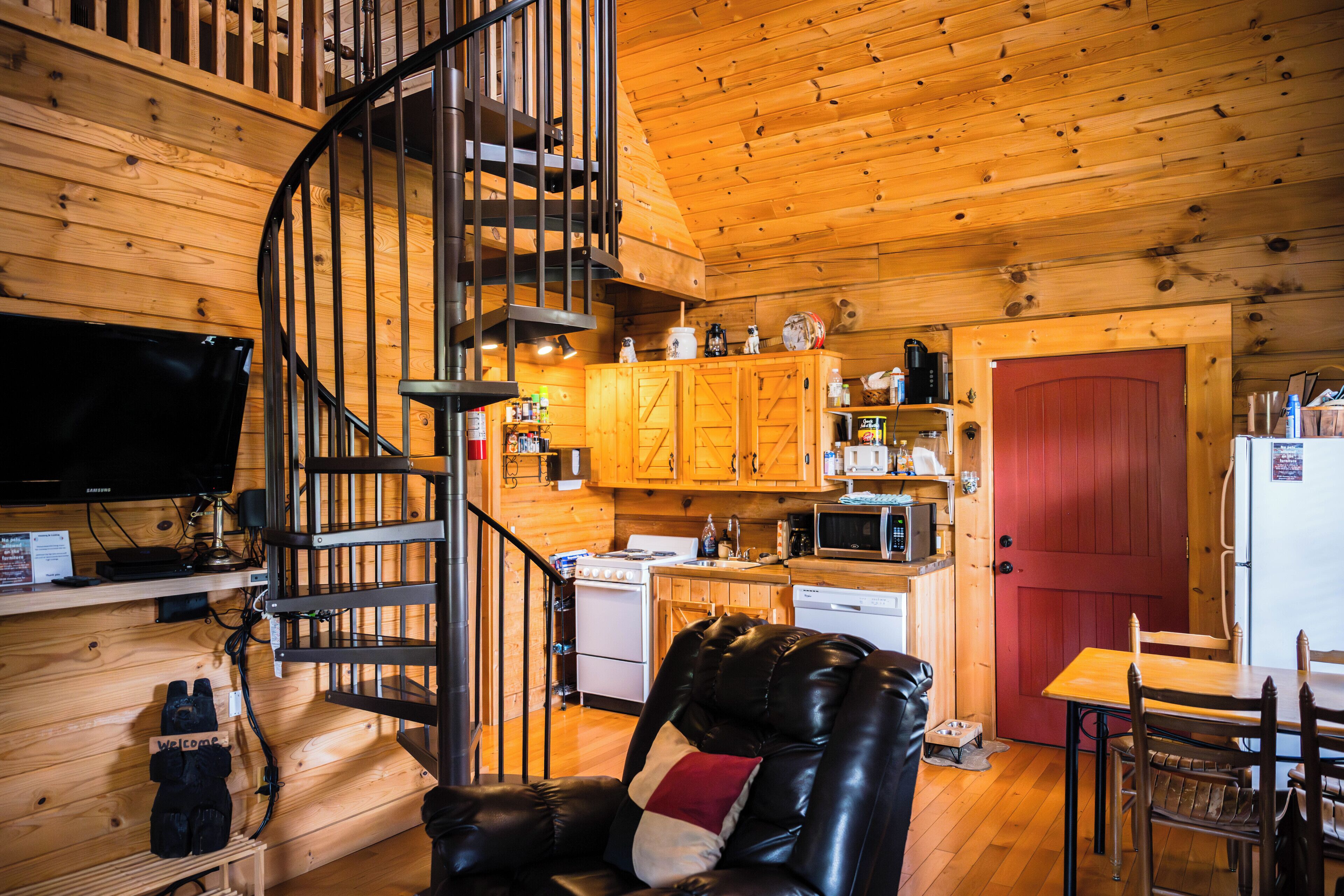 Smart TV, fireplace, video games, DVD player