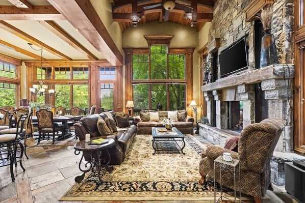TV, fireplace, offices