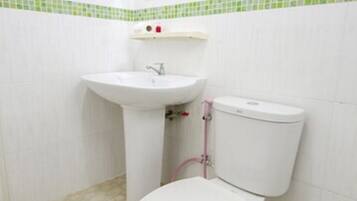 Shower, bidet, towels, soap