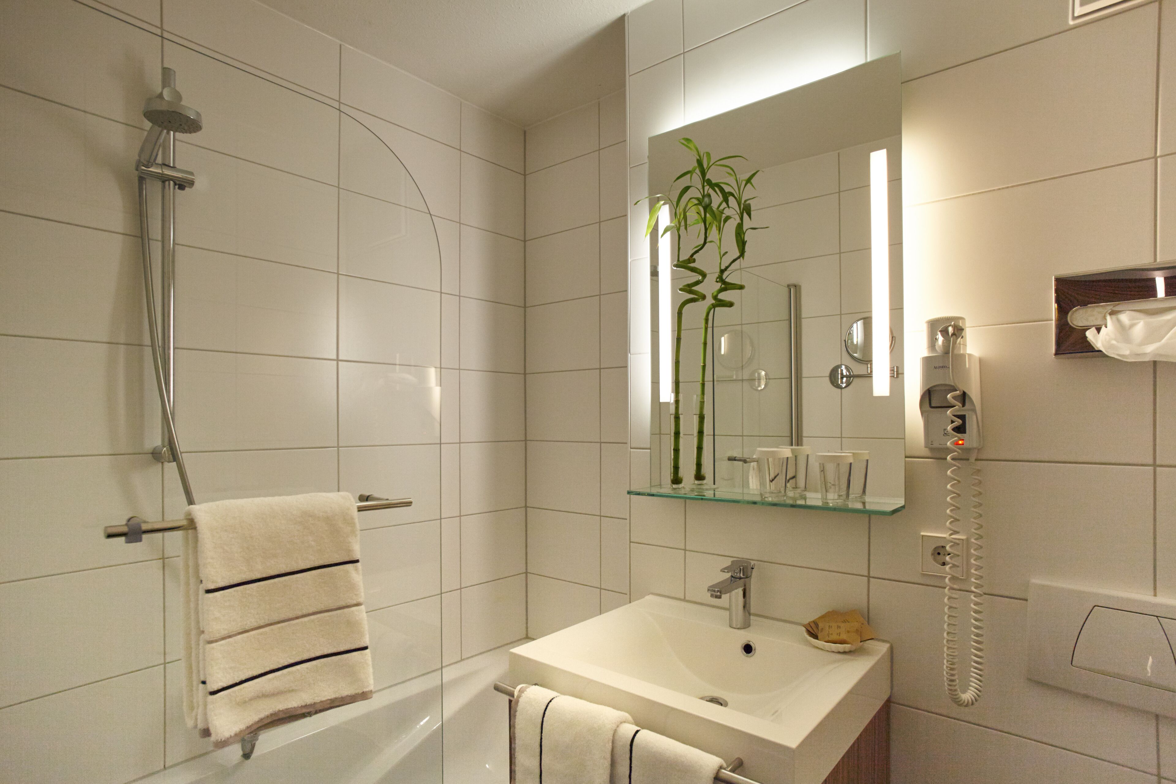 free toiletries, hair dryer, towels, soap