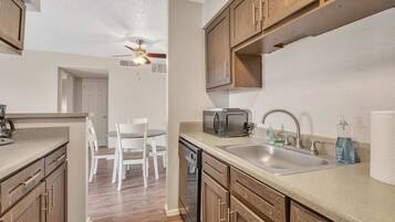 Microwave, oven, stovetop, dishwasher